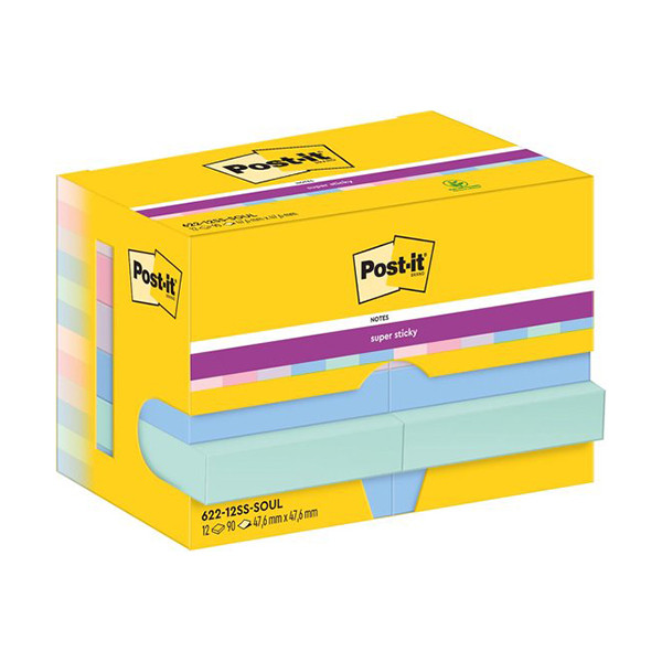 Extra Sticky Notes  47.6 x 47.6mm | 90 sheets 'Soulful' colours | 3M Post-it | 12-pack 201009 - 1