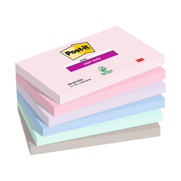 Extra Sticky Notes 76 x 127mm | 90 sheets 'Soulful' coloured | 3M Post-it | 6-pack 425612 - 1
