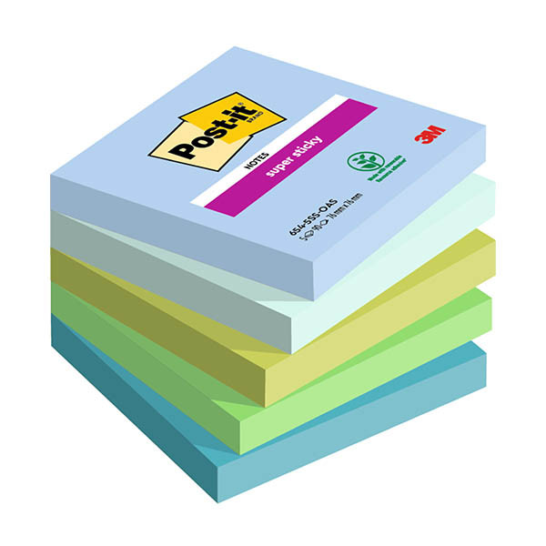 Extra Sticky Notes 76 x 76mm | 90 sheets 'Oasis' coloured | 3M Post-It | 5-pack 425628 - 1
