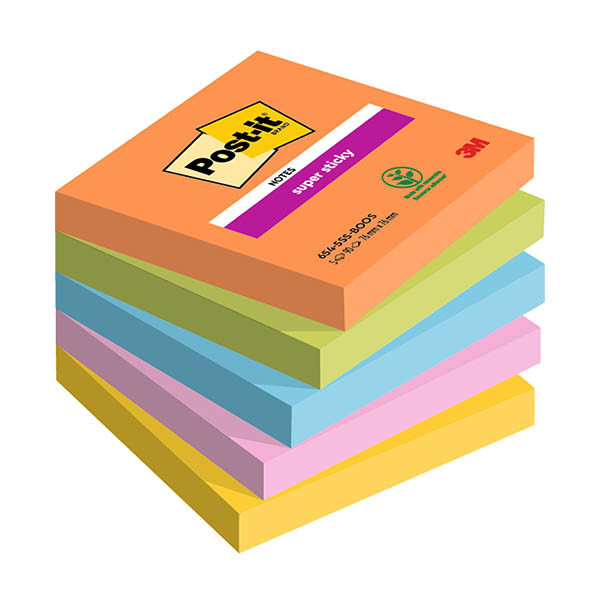 Extra Sticky Notes 76 x 76mm | 90 sheets assorted | 3M Post-It | 5-pack 425629 - 1