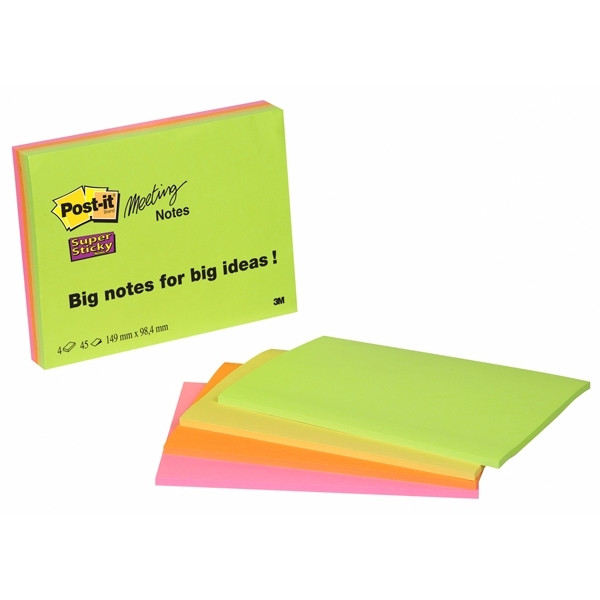 Meeting Notes 149 x 98.4mm | 45 sheets assorted colours | 3M Post-it | 3M Post-it 201416 - 1