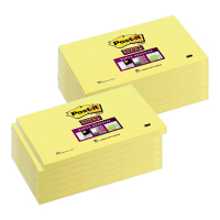 3M Offer: 12 x 3M Post-it yellow super sticky notes, 90 sheets, 76mm x 127mm  280045