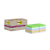 3M Post-It assorted recycled super sticky notes, 70 sheets, 47.6mm x 47.6mm (12-pack) 425639