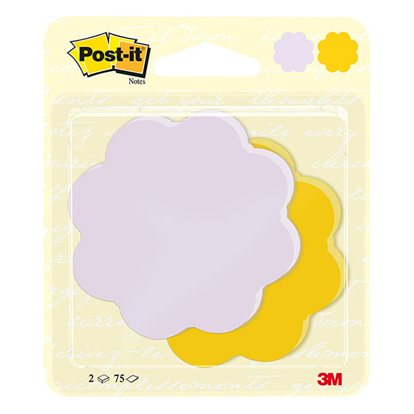 3M Post-it Die-Cut Notes azure/ultra yellow flower, 72.5mm x 72.5mm (2-pack) BC-2075-FL-EU 214574 - 1