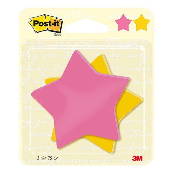 3M Post-it Die-Cut Notes fuchsia/ultra yellow star, 70.5mm x 70.5mm (2-pack) BC-2075-ST-EU 214576 - 1
