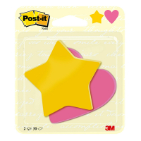 3M Post-it Die-Cut Notes fuchsia/ultra yellow star and heart, 70mm x 72.5mm (2-pack) BC-2030-SH-EU 214578