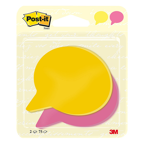 3M Post-it Die-Cut Notes neon yellow/fuchsia speech bubble, 71mm x 73mm (2-pack) BC-2075-SP-EU 214572 - 1