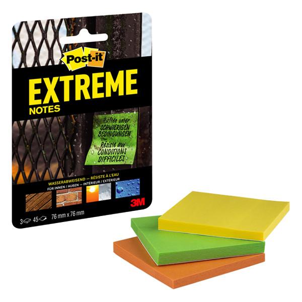 3M Post-it Extreme Notes yellow/green/orange, 76mm x 76mm EXT33M-3-FRGE 214546 - 1
