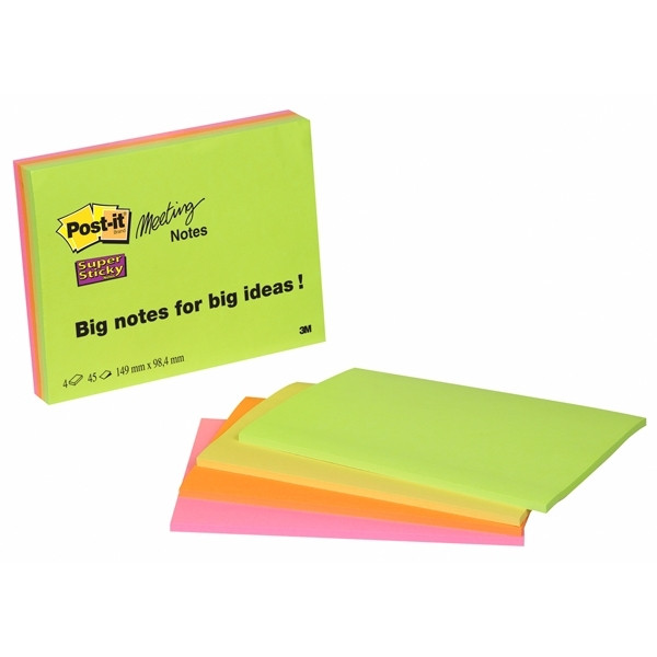 3M Post-it Meeting Notes, 45 sheets, 149mm x 98.4mm (4-pack) 6445-4SS 201416 - 1