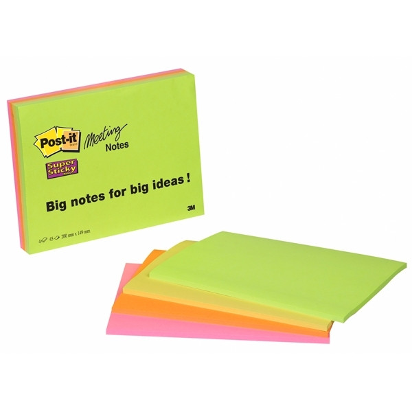 3M Post-it Meeting Notes, 45 sheets, 200mm x 149mm (4-pack) 6845-SSP 201418 - 1
