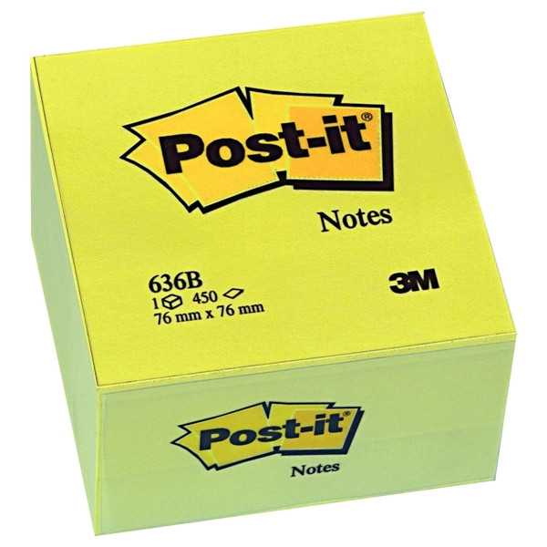 3M Post-it Notes canary yellow cube, 450 sheets, 76mm x 76mm 636B 201320 - 1