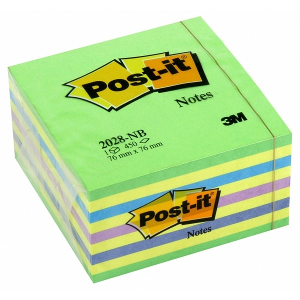 3M Post-it Notes neon green cube, 450 sheets, 76mm x 76mm 2028NB 201328 - 1