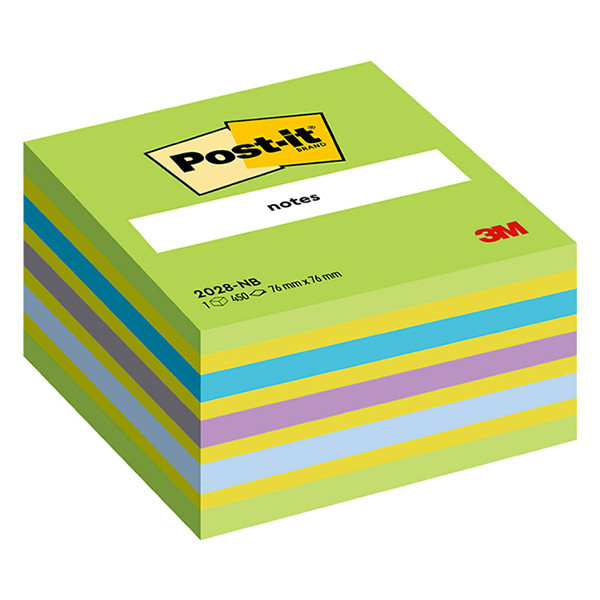 3M Post-it Notes neon green cube, 450 sheets, 76mm x 76mm 2028NB 201328 - 1