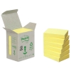 3M Post-it Notes yellow recycled mini tower, 100 sheets, 38mm x 51mm (6-pack)   201382 - 1