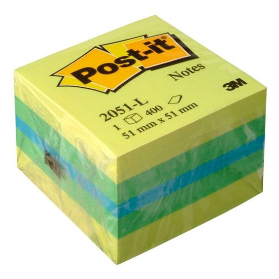 3M Post-it Notes yellow mini cube, 400 sheets, 51mm x 51mm 2051L 201316 - 1