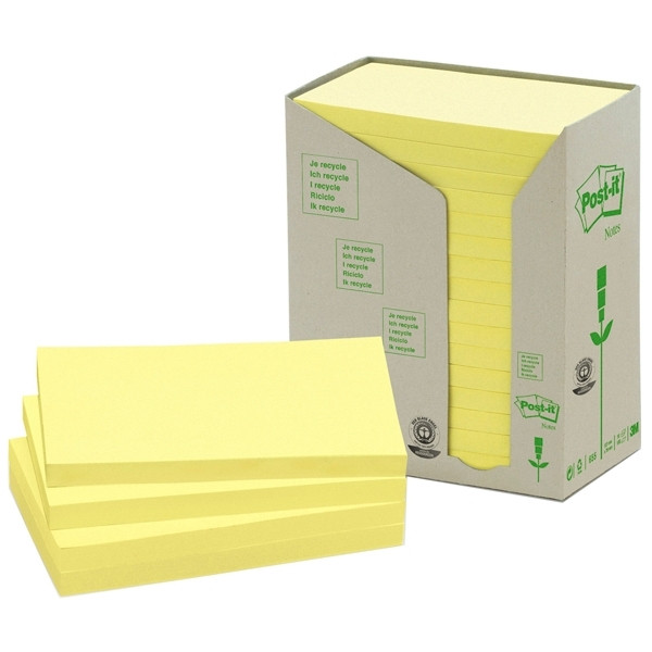 3M Post-it Notes yellow recycled tower, 100 sheets, 76mm x 127mm (16-pack) 655-1T 201396 - 1