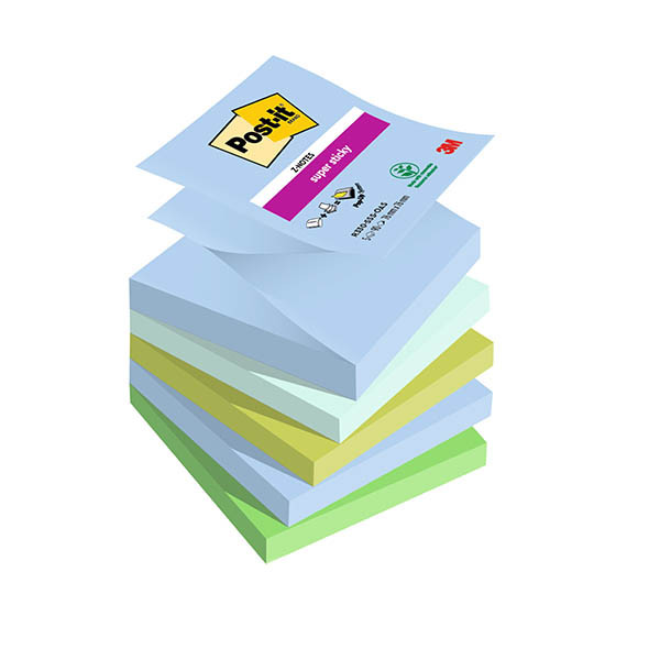 3M Post-it Oasis Z-notes super sticky notes, 90 sheets, 76mm x 76mm (5-pack) 425645 - 1