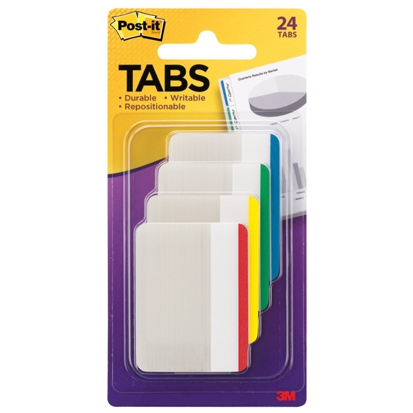 3M Post-it assorted colours flat tabs for binders (24-pack) 686F-1 201368 - 1