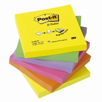 3M Post-it assorted neon Z-notes, 100 sheets, 76mm x 76mm (6-pack) R330NR 201020