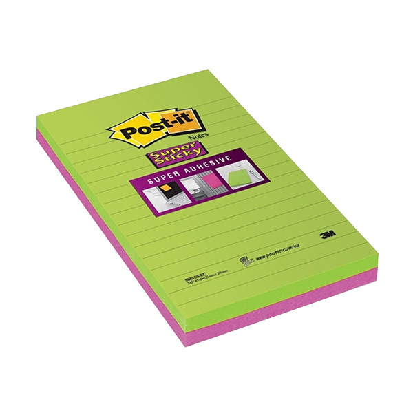 3M Post-it assorted super sticky lined notes, 45 sheets, 125mm x 200mm (2-pack) 5845SS 201058 - 1
