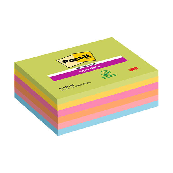 3M Post-it assorted super sticky notes, 203mm x 153mm (6-pack) 425641 - 1