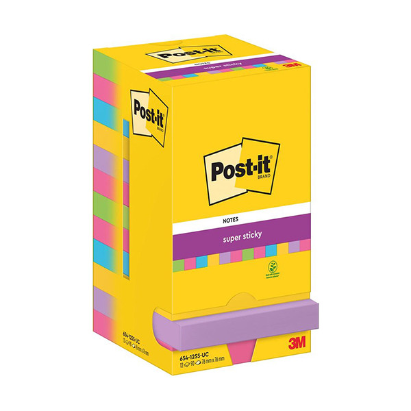 3M Post-it assorted super sticky notes, 76mm x 76mm (12-pack) 654-12SS-UC 201015 - 1