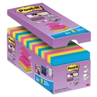 3M Post-it coloured super sticky Z-notes, 90 sheets, 76mm x 76mm (16-pack) S33016 201018
