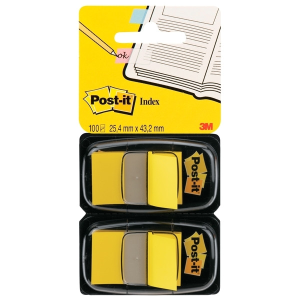 3M Post-it index yellow standard dual pack (100 tabs) 680-Y2EU 201334 - 1