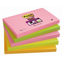 3M Post-it neon super sticky notes, 90 sheets, 76mm x 127mm (5-pack) 655S-N 201380