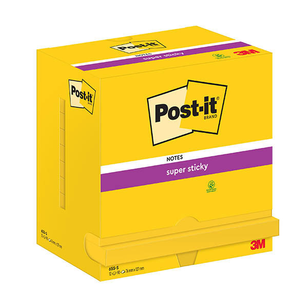 3M Post-it neon yellow super sticky notes, 76mm x 127mm (12-pack) 201019 3M Post-it neon yellow super sticky notes, 76mm x 127mm (12-pack) 201019 - 1
