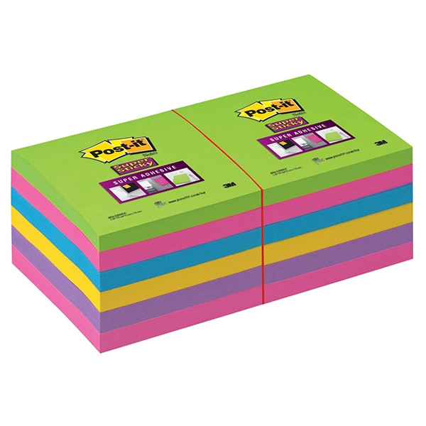 3M Post-it super sticky assorted notes 76mm x 76mm (12-pack) 654SUC 201048 - 1
