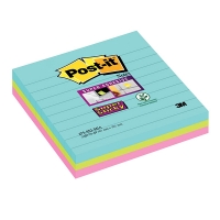 3M Post-it super sticky lined 'Miami' notes, 90 sheets, 101mm x 101mm (3-pack) 675SSMI 201066