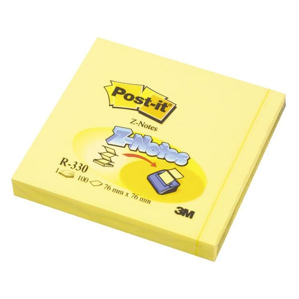3M Post-it yellow Z-Notes, 100 sheets, 76mm x 76mm R330 201012 - 1