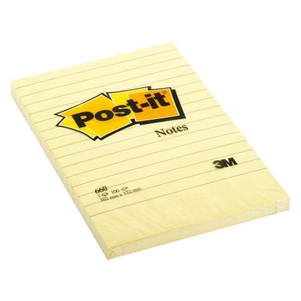 3M Post-it yellow lined notes, 100 sheets, 102mm x 152mm 660YEL 201465 - 1