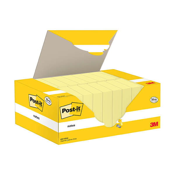 3M Post-it yellow notes, 100 sheets, 38mm x 51mm (20-pack) 425600 - 1