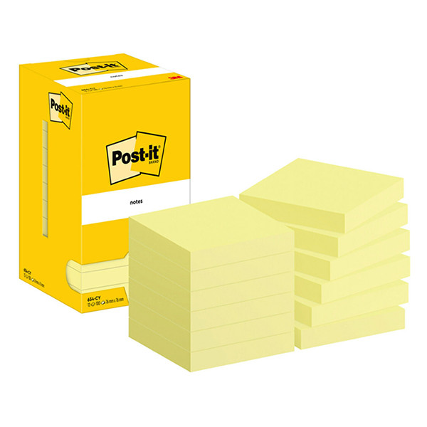 3M Post-it yellow notes, 100 sheets, 76mm x 76mm (12-pack) 654CY 201031 - 1