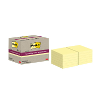3M Post-it yellow recycled super sticky notes, 76mm x 76mm (12-pack) 425640