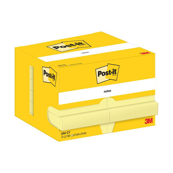 3M Post-it yellow self-adhesive notes, 100 sheets, 51mm x 76mm (12-pack) 656CY 201035 - 1