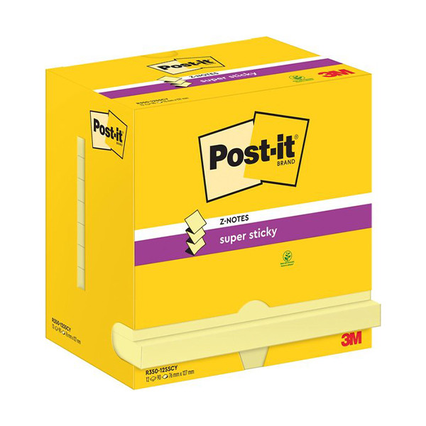 3M Post-it yellow super sticky Z-notes, 76mm x 127mm (12-pack) R350-12SSCY 201003 - 1
