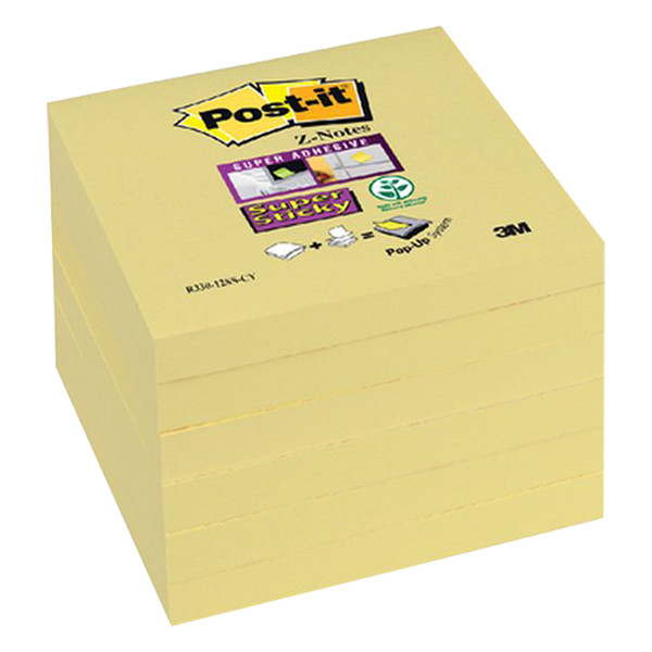 3M Post-it yellow super sticky Z-notes, 90 sheets, 76mm x 76mm S330Y 201024 - 1