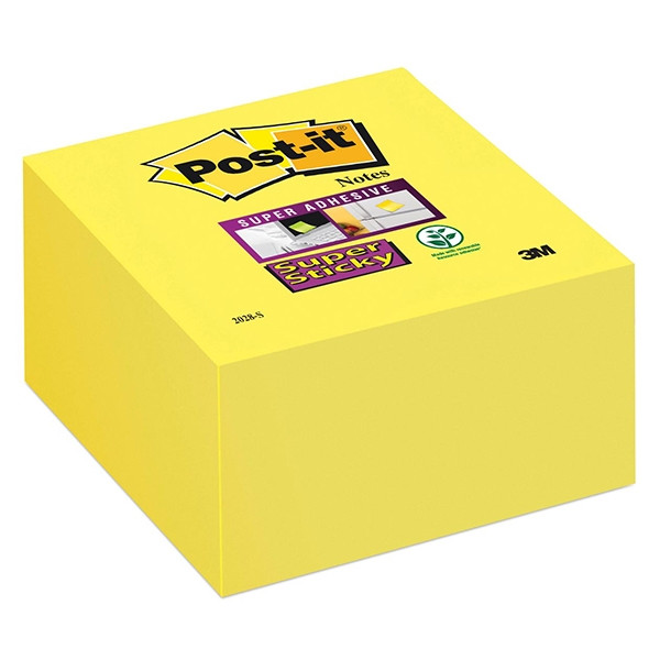 3M Post-it yellow super sticky notes, 350 sheets, 76mm x 76mm 2028S 201376 - 1