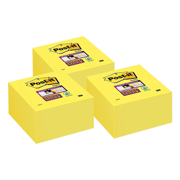 3M Post-it yellow super sticky notes, 350 sheets, 76mm x 76mm (3-pack)  280047 - 1