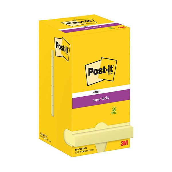 3M Post-it yellow super sticky notes, 76mm x 76mm (12-pack) 654-12SS-CY 201023 - 1
