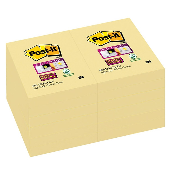 3M Post-it yellow super sticky notes, 90 sheets, 47.6mm x 76mm (12-pack) 656SSY 201040 - 1