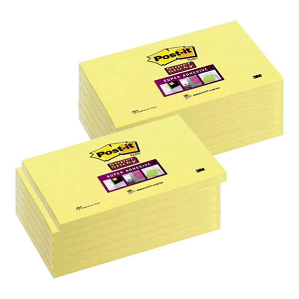 3M Post-it yellow super sticky notes, 90 sheets, 76mm x 127mm (12-pack)  280045 - 1