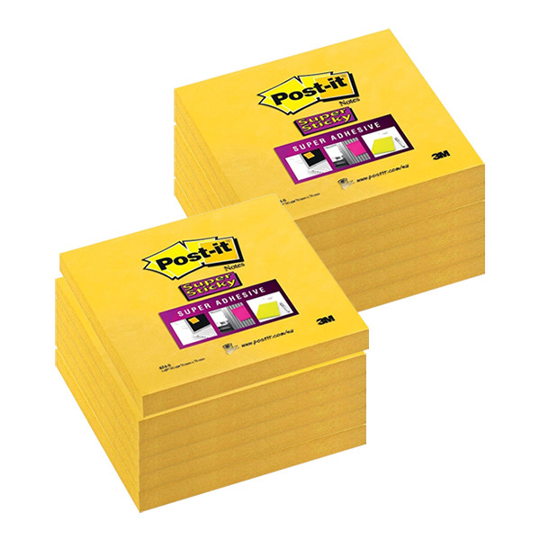 3M Post-it yellow super sticky notes, 90 sheets, 76mm x 76mm (12-pack)  280041 - 1