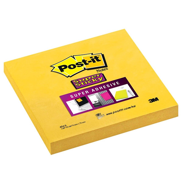 3M Post-it yellow super sticky notes, 90 sheets, 76mm x 76mm 654-S 201372 - 1