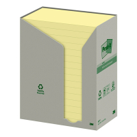 Recycled Sticky Notes 76 x 127mm | 100 sheets yellow tower | 3M Post-it | 16-pack