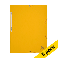 5x Exacompta yellow A4 glossy cardboard elastomer folder with 3 flaps