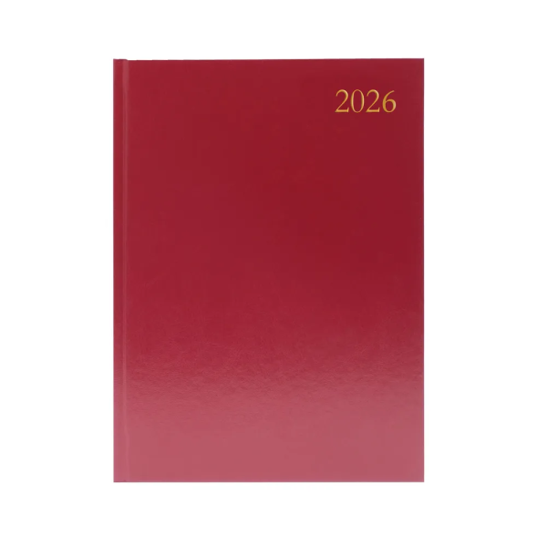 A4 Day per page burgundy desk diary, 2026╽KFA41BG26 IE000456 - 1